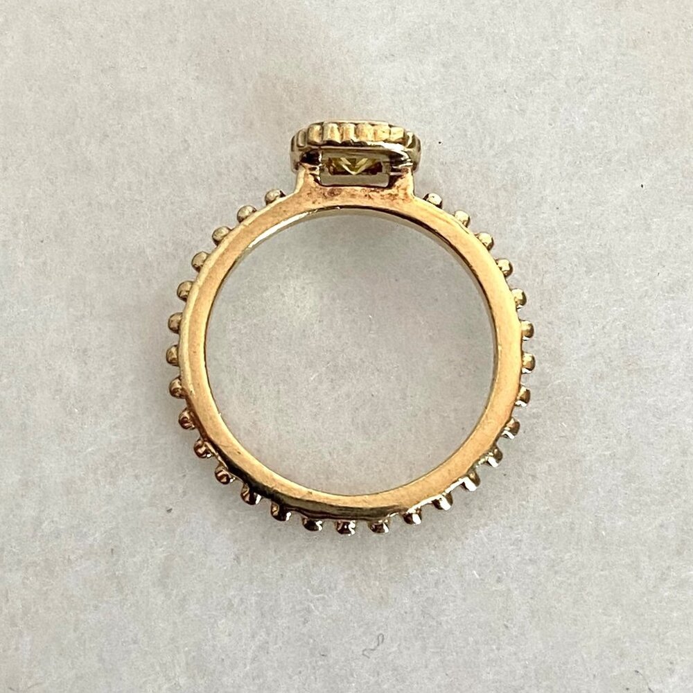Gold Vermeil Sterling Silver 925 Square Yellow Cubic Zirconia Solitaire Ring 5 - Picture 15 of 16
